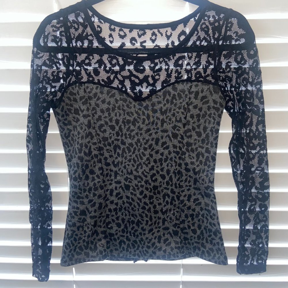 Women's Leopard lace long sleeve top